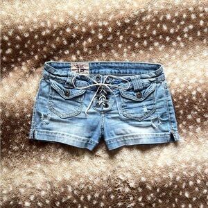 Vintage Lowrise Lace Up Mini Shorts